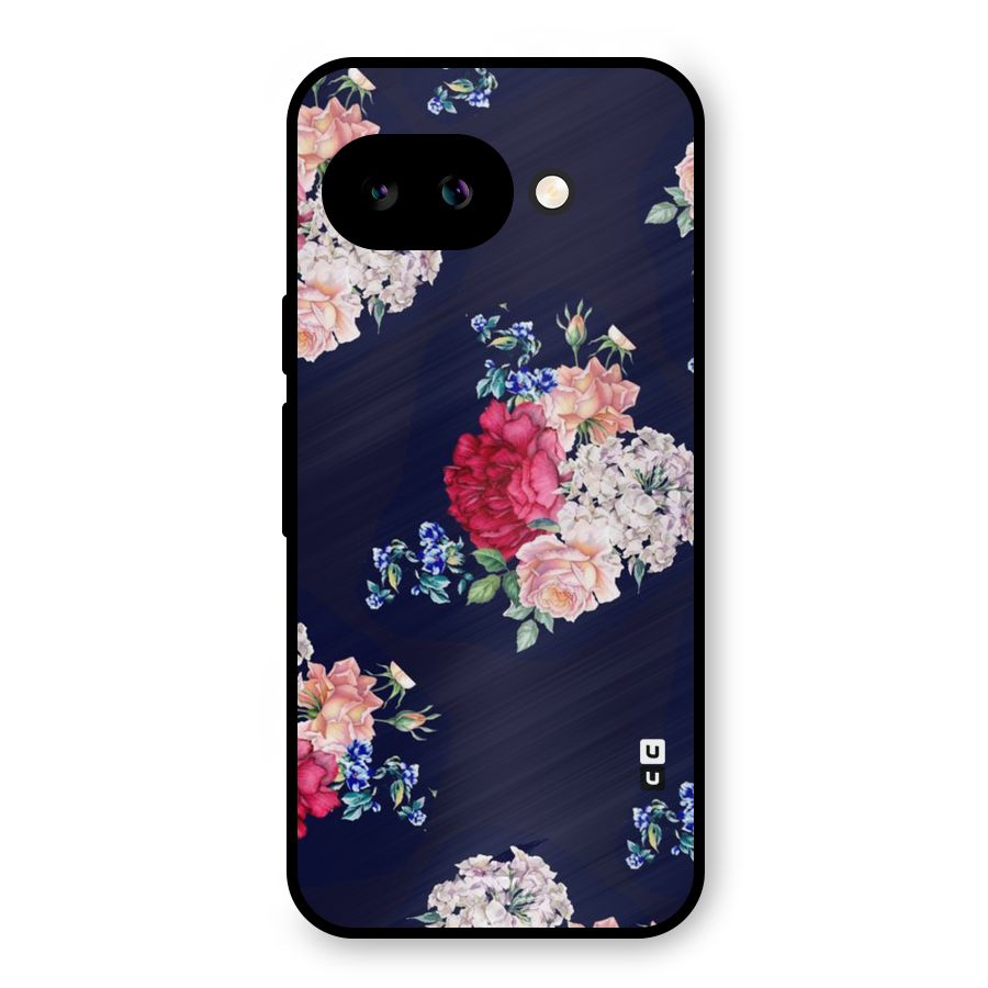 Magenta Peach Floral Metal Back Case for Google Pixel 9a