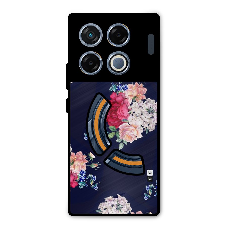 Magenta Peach Floral Metal Back Case for Infinix GT 20 Pro