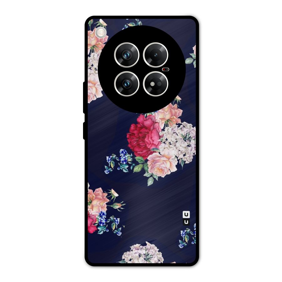 Magenta Peach Floral Metal Back Case for Infinix Zero 40 5G