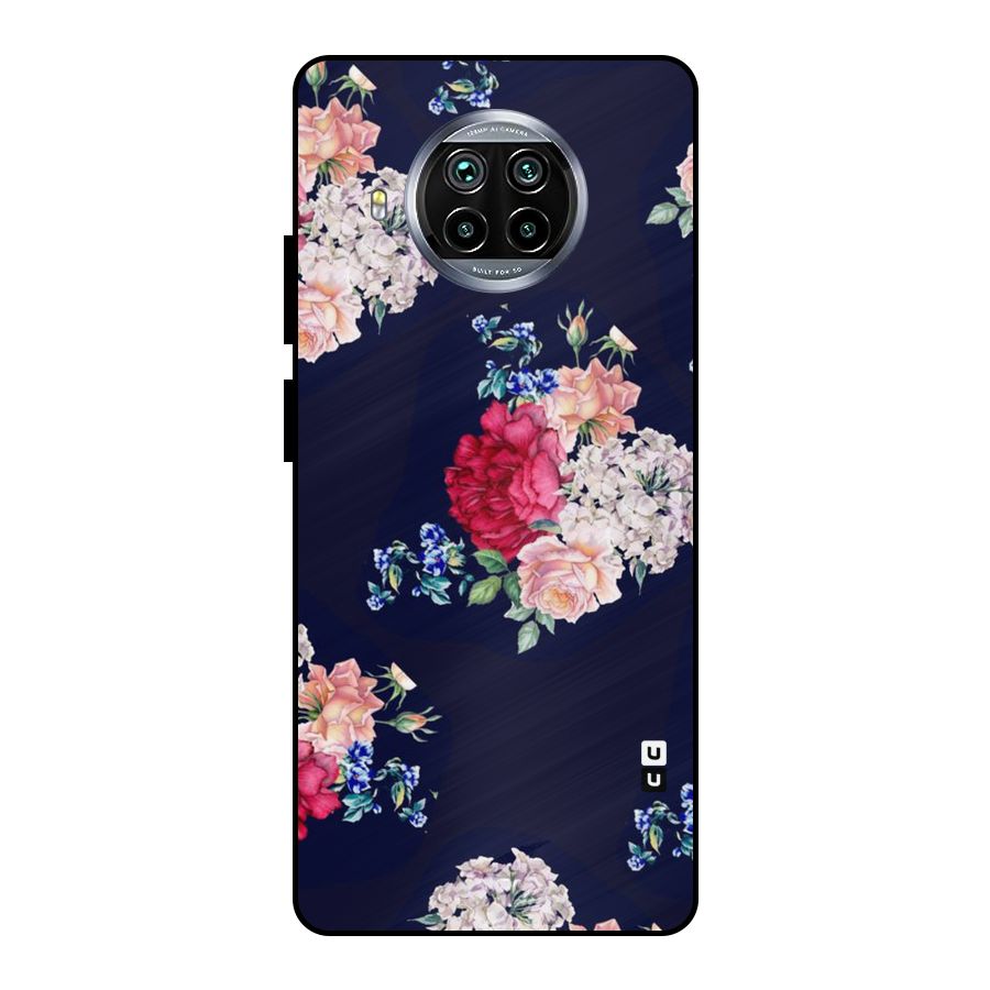Magenta Peach Floral Metal Back Case for Mi 10i