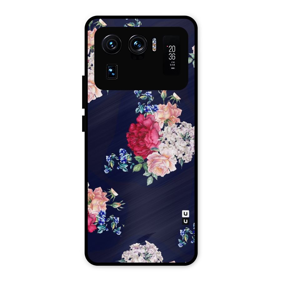 Magenta Peach Floral Metal Back Case for Mi 11 Ultra