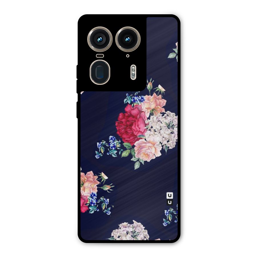 Magenta Peach Floral Metal Back Case for Motorola Edge 50 Ultra