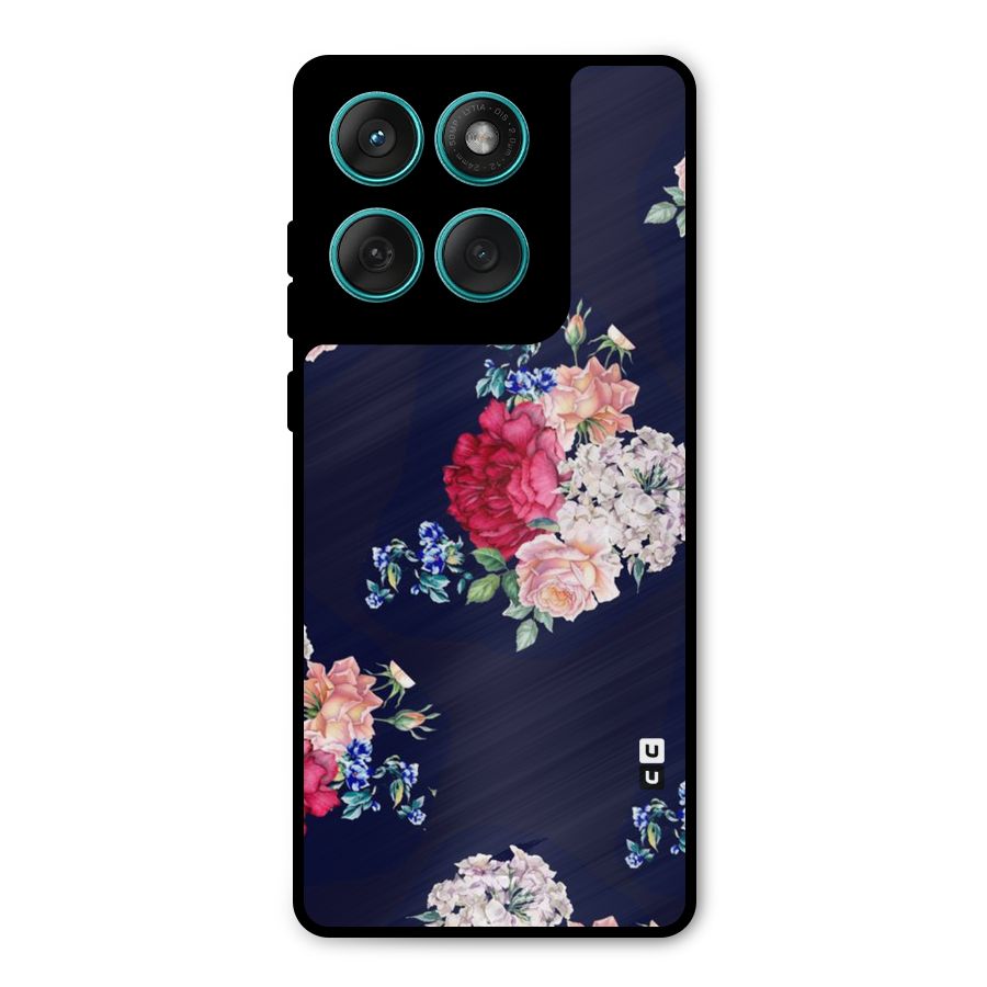 Magenta Peach Floral Metal Back Case for Motorola Edge 60 Fusion