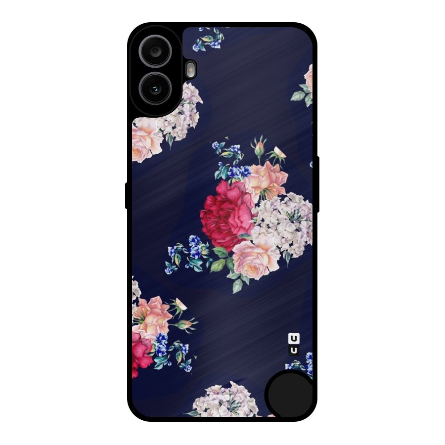 Magenta Peach Floral Metal Back Case for Nothing CMF Phone 1