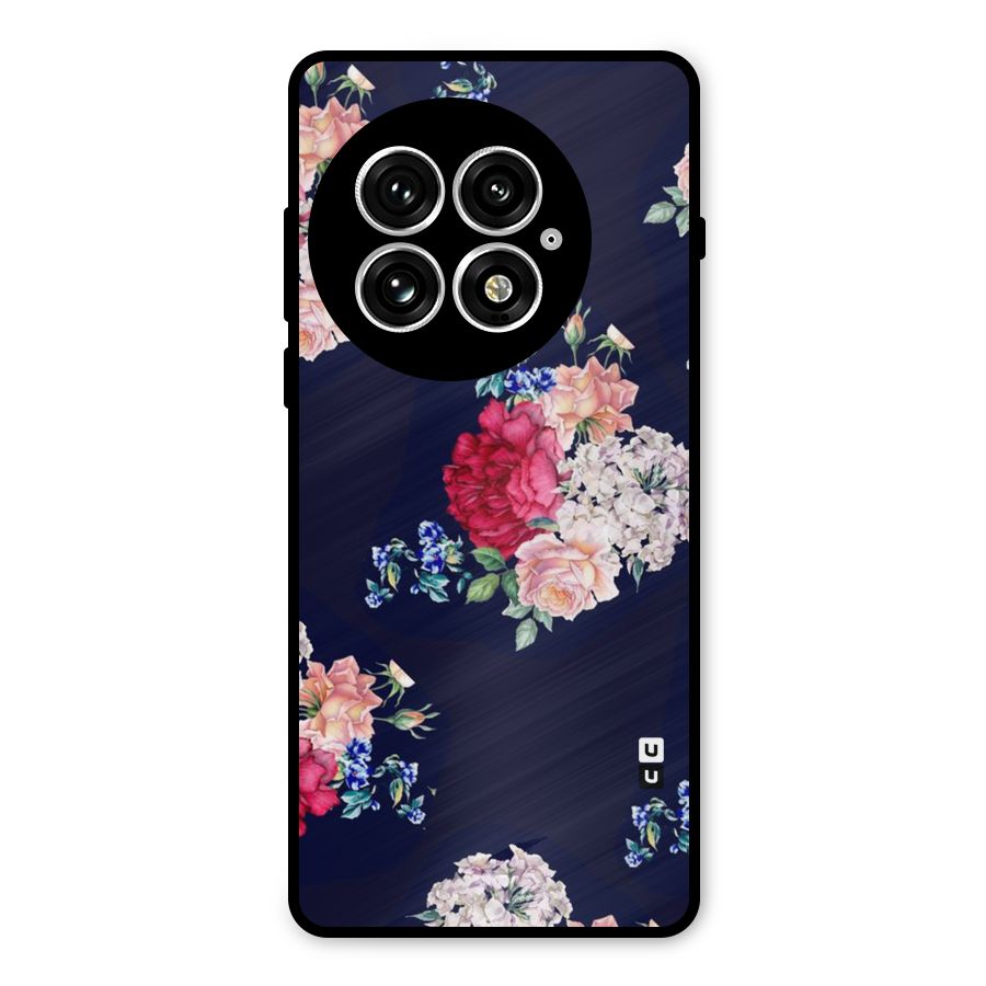 Magenta Peach Floral Metal Back Case for OnePlus 13