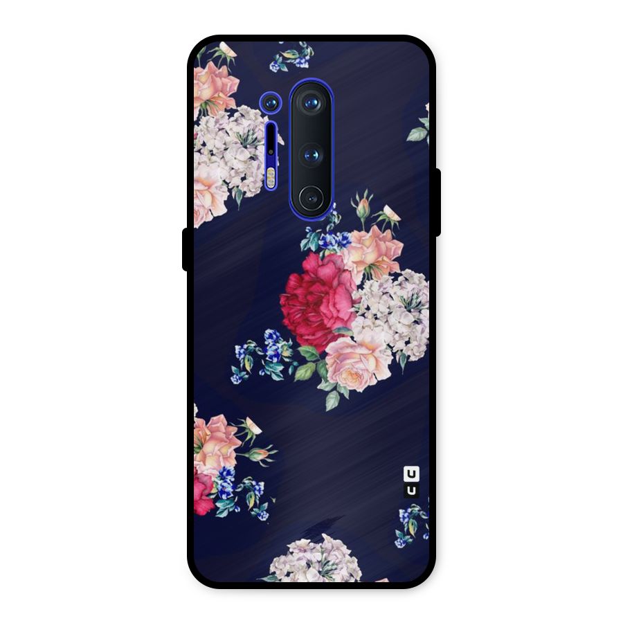 Magenta Peach Floral Metal Back Case for OnePlus 8 Pro