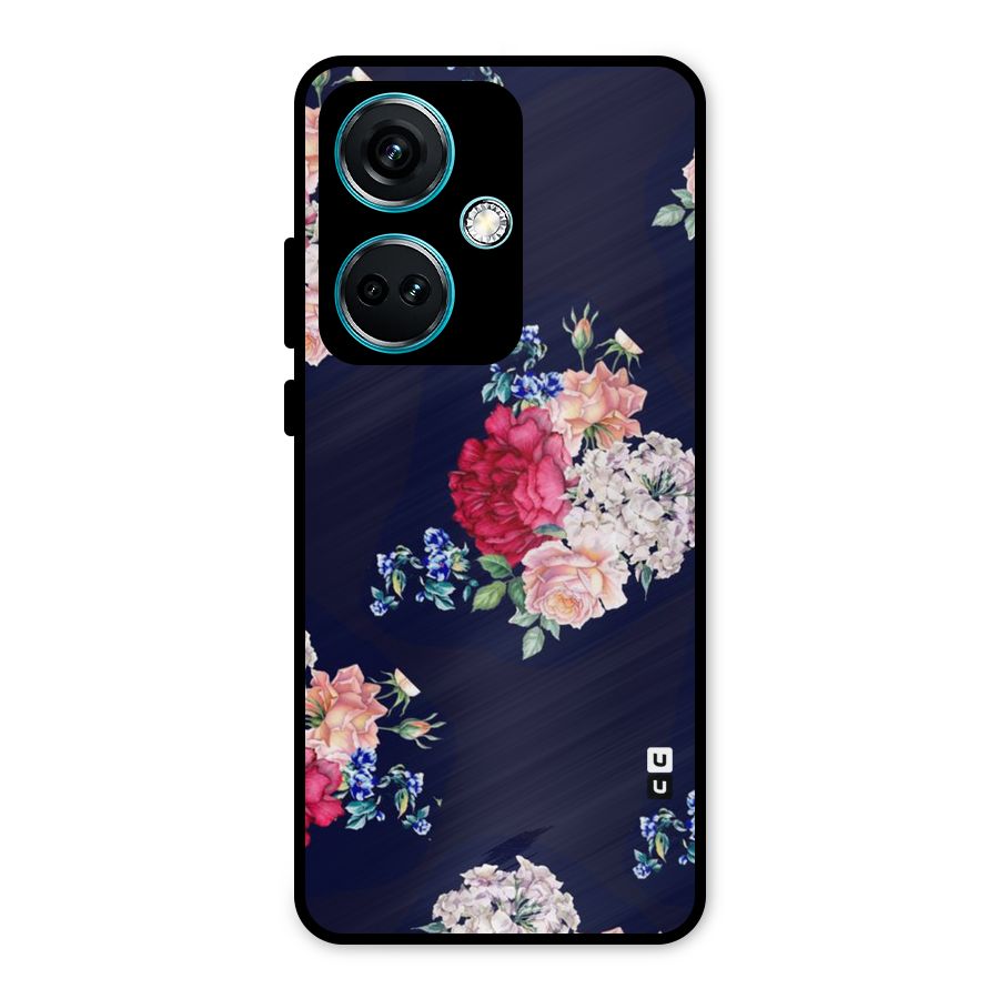 Magenta Peach Floral Metal Back Case for OnePlus Nord CE 3 5G