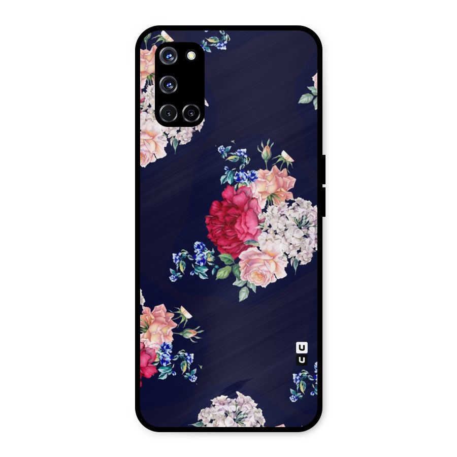Magenta Peach Floral Metal Back Case for Oppo A52