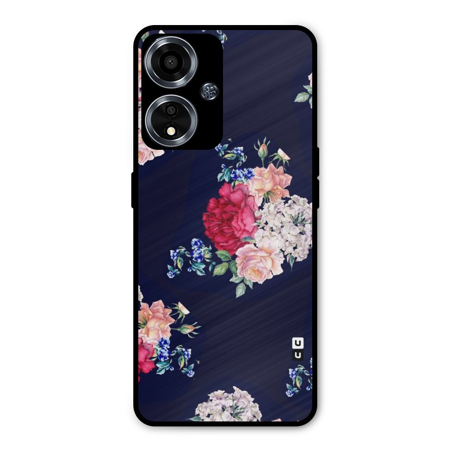 Magenta Peach Floral Metal Back Case for Oppo A59