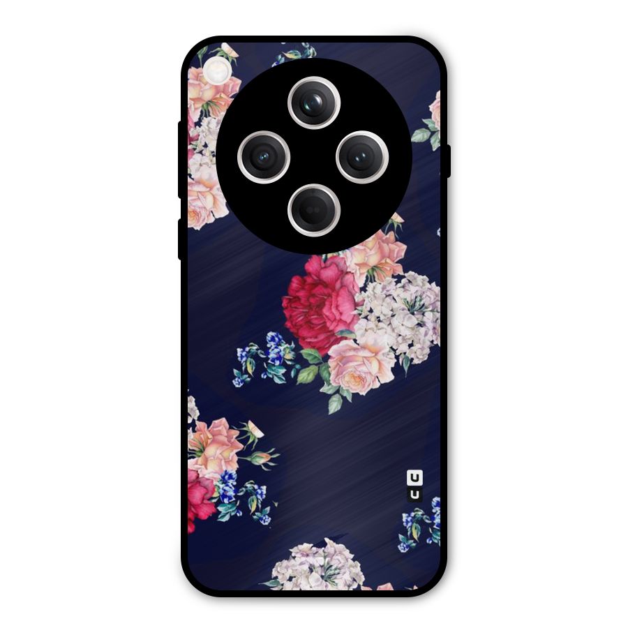 Magenta Peach Floral Metal Back Case for Oppo Find X8