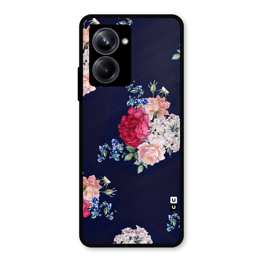 Magenta Peach Floral Metal Back Case for Realme 10 Pro