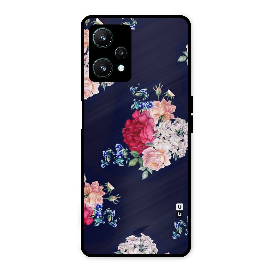Magenta Peach Floral Metal Back Case for Realme 9 Pro 5G
