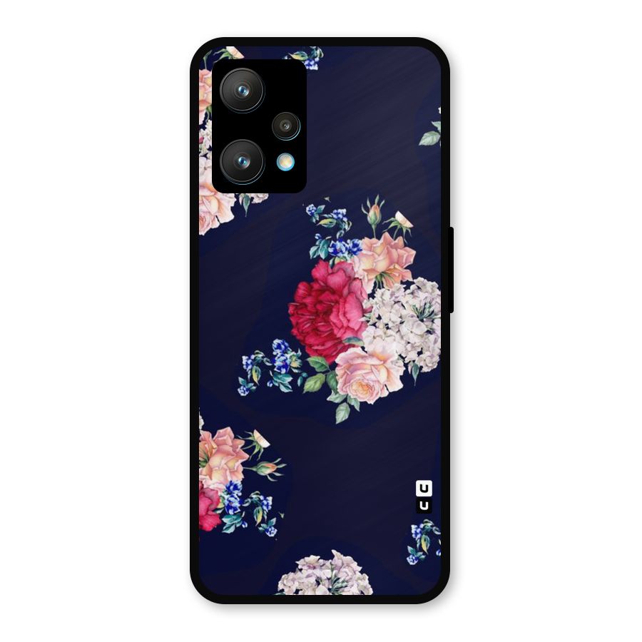 Magenta Peach Floral Metal Back Case for Realme 9 Pro Plus 5G