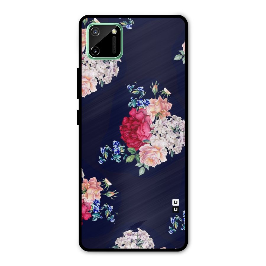 Magenta Peach Floral Metal Back Case for Realme C11
