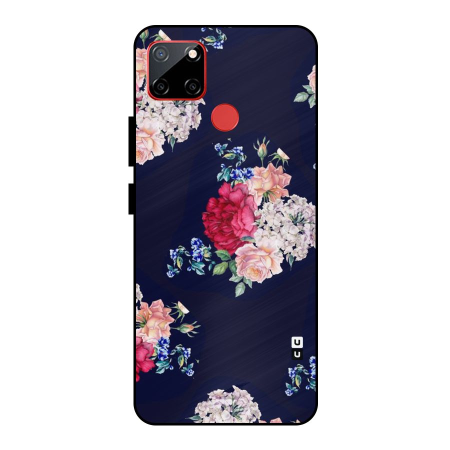 Magenta Peach Floral Metal Back Case for Realme C12