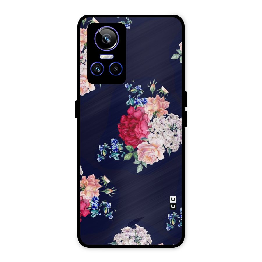 Magenta Peach Floral Metal Back Case for Realme GT Neo 3
