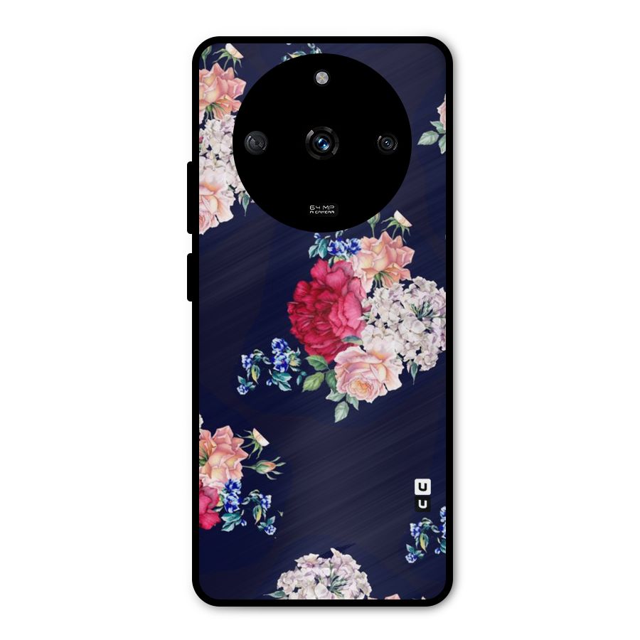 Magenta Peach Floral Metal Back Case for Realme Narzo 60 5G