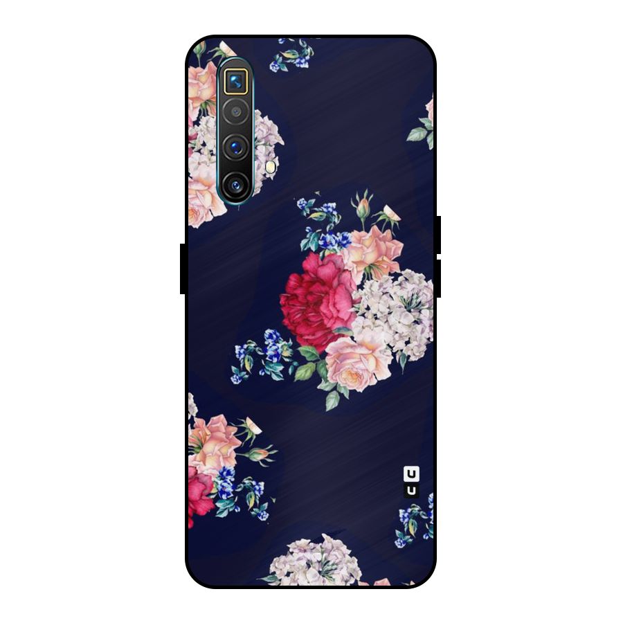 Magenta Peach Floral Metal Back Case for Realme X3