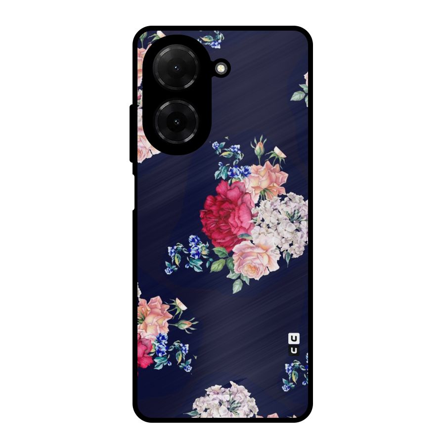 Magenta Peach Floral Metal Back Case for Redmi A5 4G