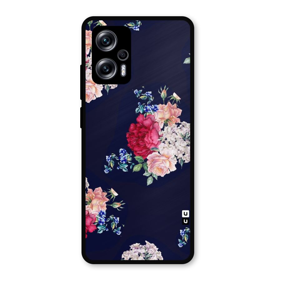 Magenta Peach Floral Metal Back Case for Redmi K50i