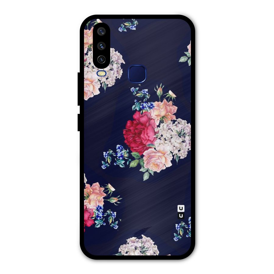 Magenta Peach Floral Metal Back Case for Vivo Y12