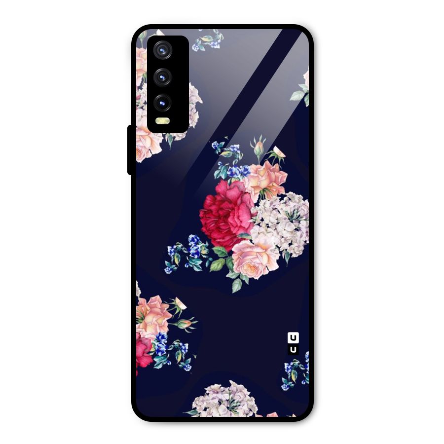 Magenta Peach Floral Metal Back Case for Vivo Y20g