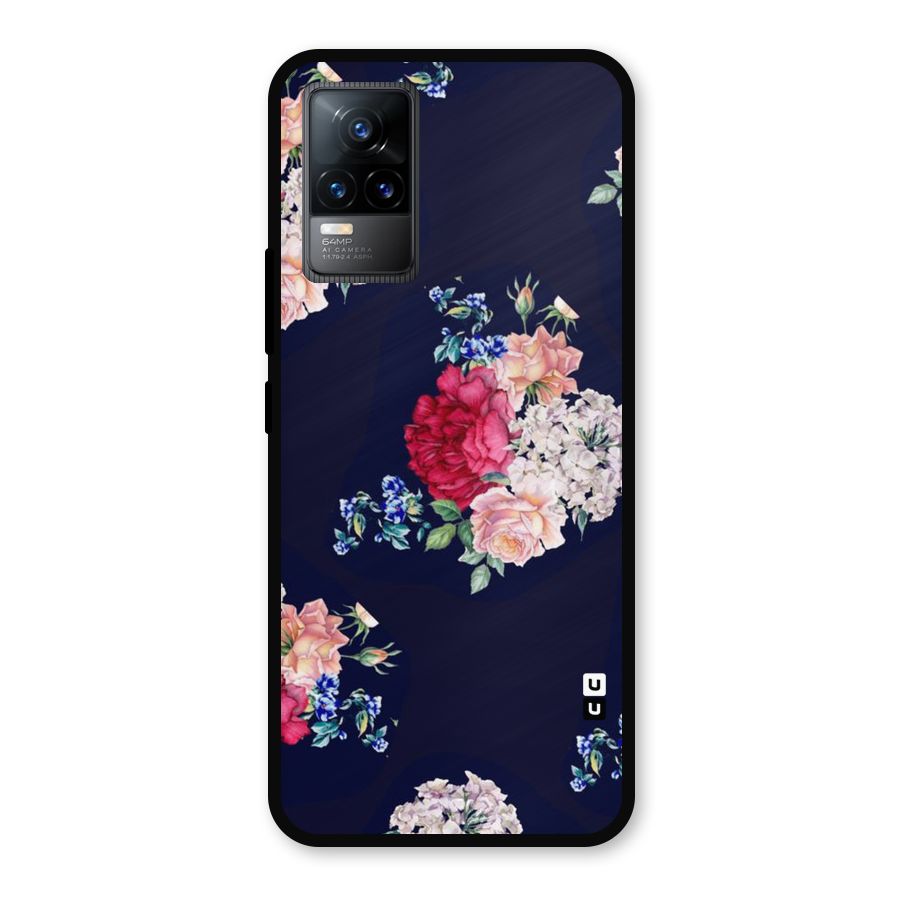 Magenta Peach Floral Metal Back Case for Vivo Y73