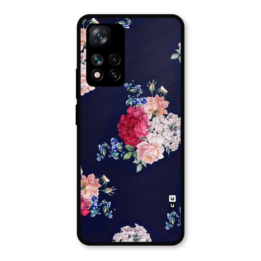 Magenta Peach Floral Metal Back Case for Xiaomi 11i Hypercharge 5G