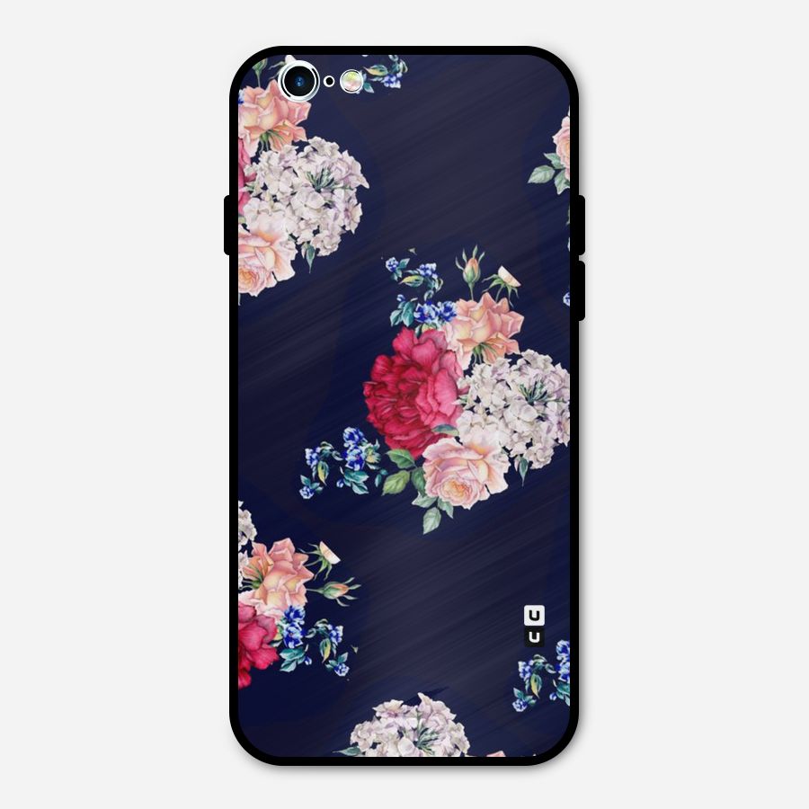 Magenta Peach Floral Metal Back Case for iPhone 6 6s