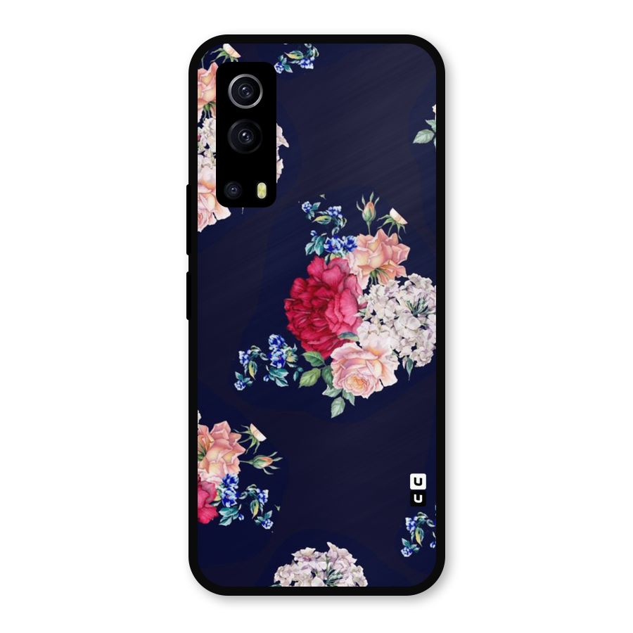 Magenta Peach Floral Metal Back Case for iQOO Z3
