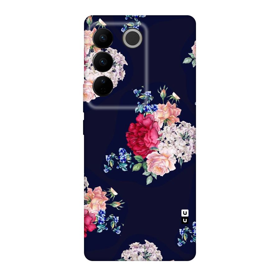 Magenta Peach Floral Original Polycarbonate Back Case for Vivo V27