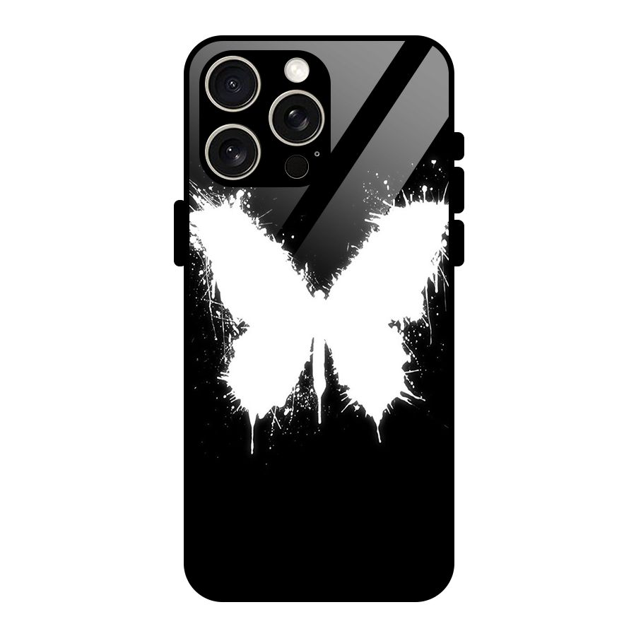Magic Butterfly Glass Back Case for iPhone 15 Pro Max