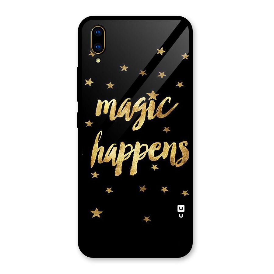 Magic Happens Glass Back Case for Vivo V11 Pro