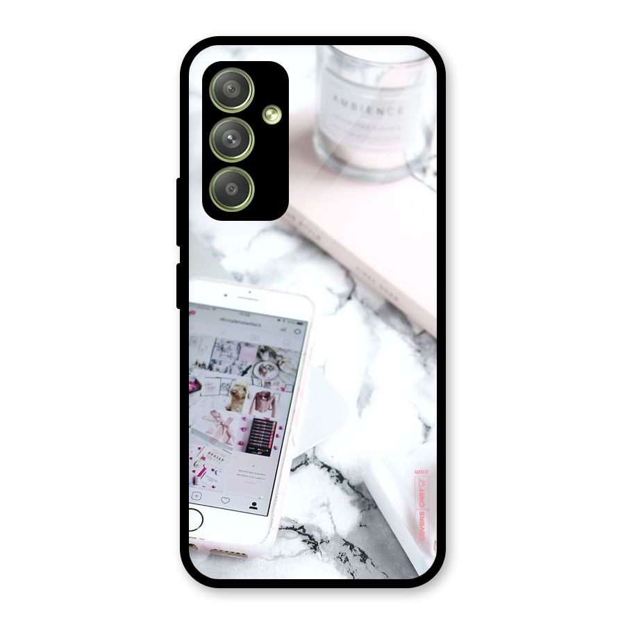 Make Up And Phone Glass Back Case for Galaxy A54