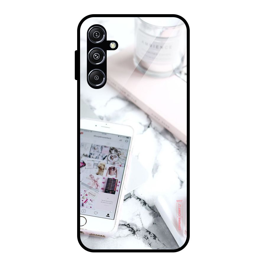Make Up And Phone Glass Back Case for Galaxy M34 5G