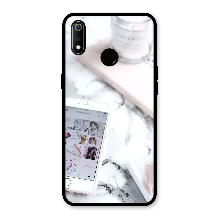Make Up And Phone Glass Back Case for Realme 3i