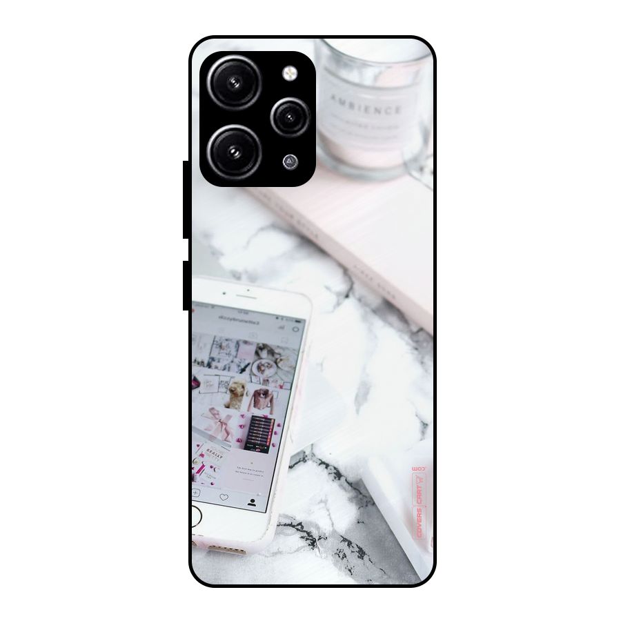 Make Up And Phone Glass Back Case for Redmi 12 4G