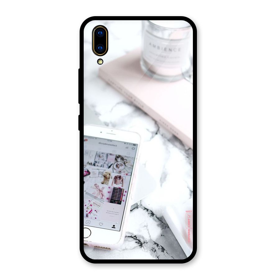 Make Up And Phone Glass Back Case for Vivo V11 Pro