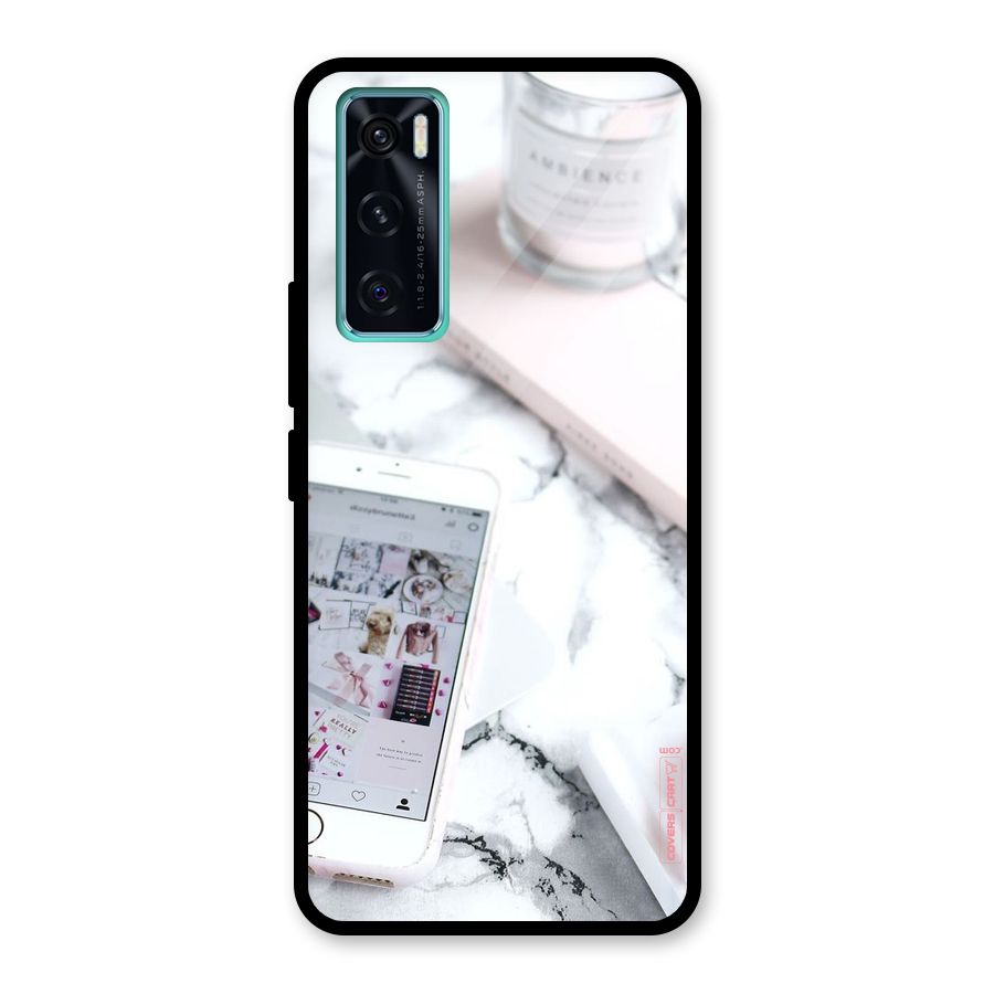 Make Up And Phone Glass Back Case for Vivo V20 SE