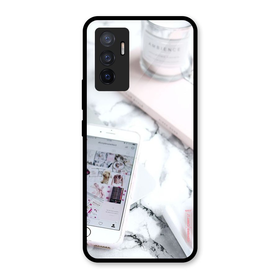Make Up And Phone Glass Back Case for Vivo V23e