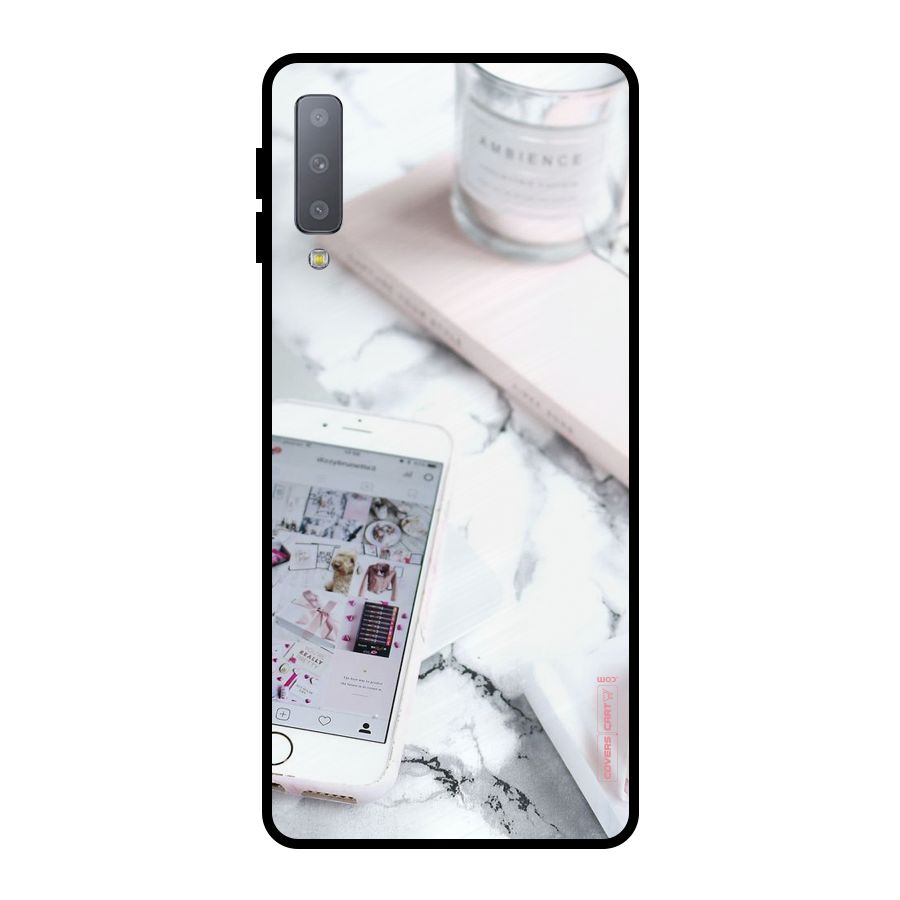Make Up And Phone Metal Back Case for Galaxy A7 (2018)