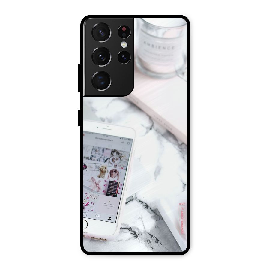 Make Up And Phone Metal Back Case for Galaxy S21 Ultra 5G
