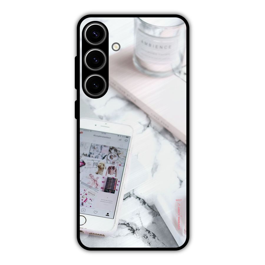 Make Up And Phone Metal Back Case for Galaxy S24 Plus