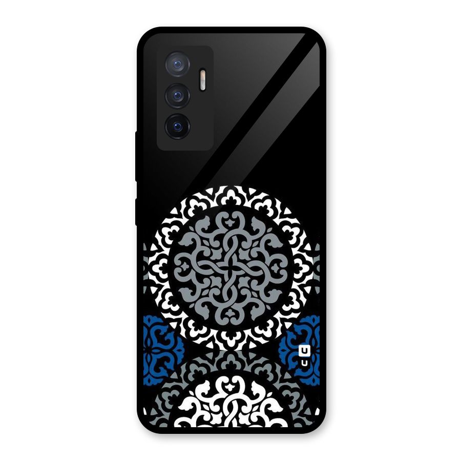Mandala Circle Pattern Glass Back Case for Vivo V23e