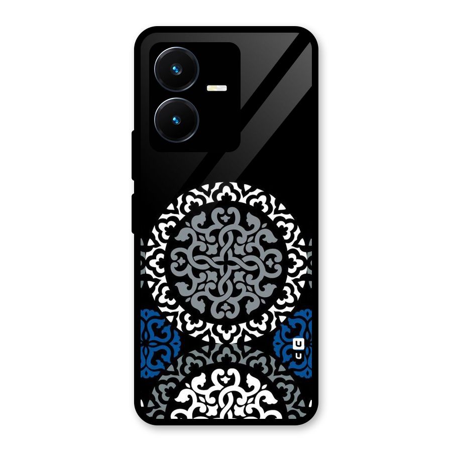 Mandala Circle Pattern Glass Back Case for Vivo Y22s