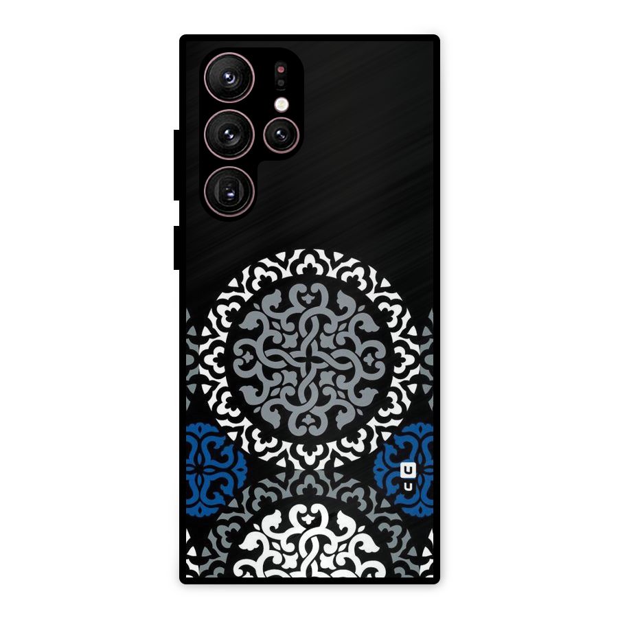 Mandala Circle Pattern Metal Back Case for Galaxy S22 Ultra 5G
