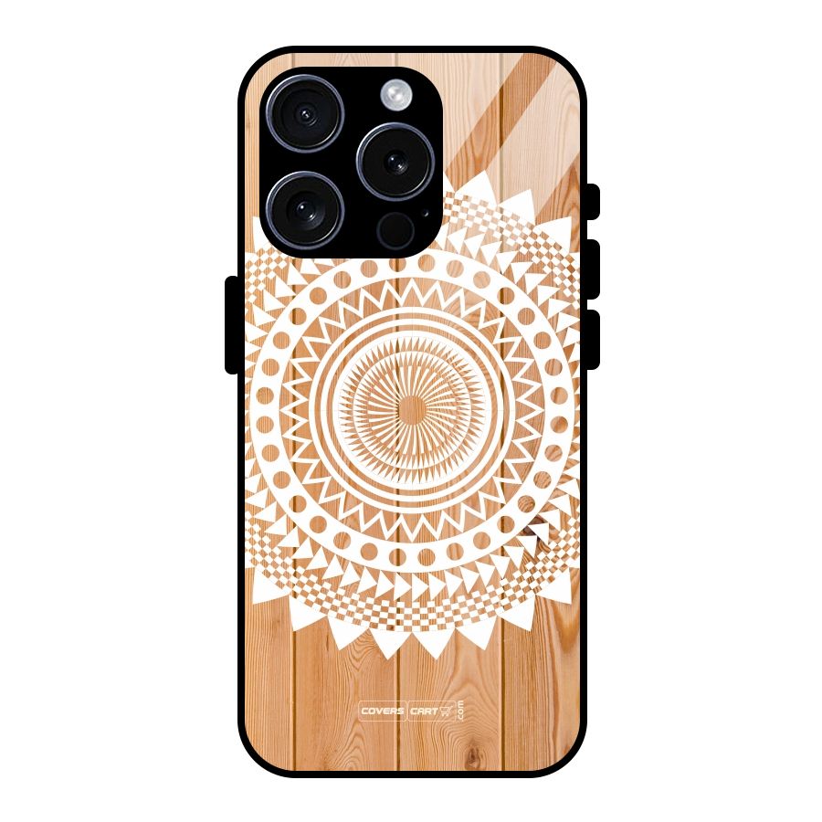 Mandala Design Glass Back Case for iPhone 15 Pro