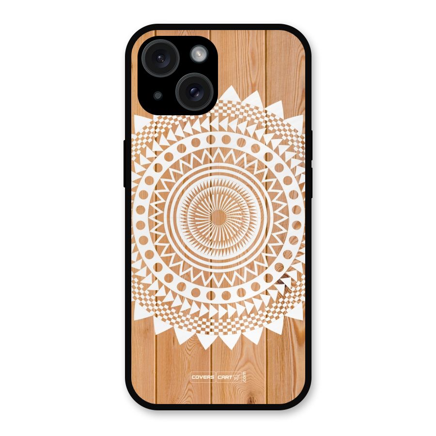 Mandala Design Metal Back Case for iPhone 15