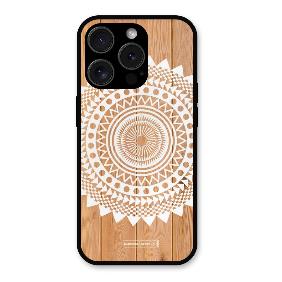 Mandala Design Metal Back Case for iPhone 15 Pro
