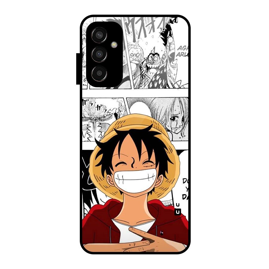 Manga Style Luffy Glass Back Case for Galaxy F13